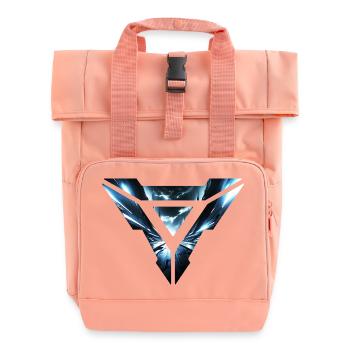 Futuristisches Cyber Realm Dreieckiges Design - Rolltop Rucksack mit zwei Griffen - Chintzrosa - Vorne