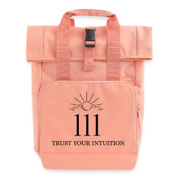 Angel Number 111 – Trust Your Intuition - Roll Top Backpack with Two Handles - chintz rose - Front