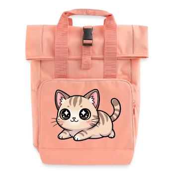 Charme aux yeux de chaton beiges de Kawaii - Sac à dos Roll Top à deux anses - rose liberty - Devant