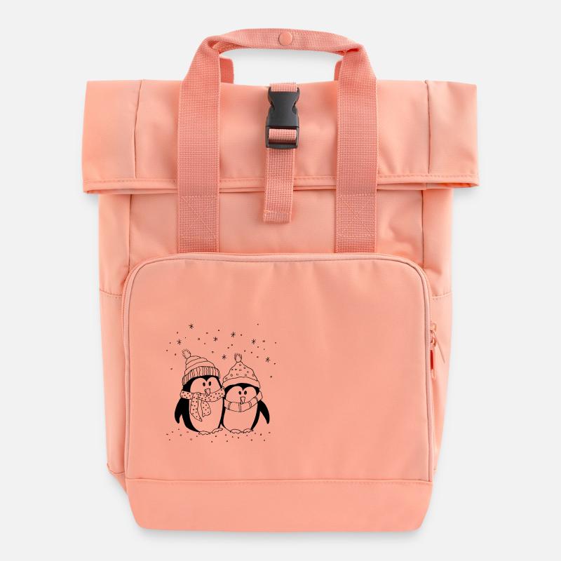 Pinguine - Rolltop Rucksack mit zwei Griffen - Chintzrosa