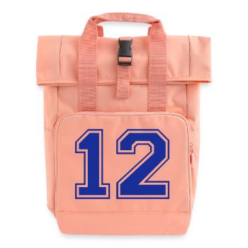 12 - Nummer - Zahl - Rolltop Rucksack mit zwei Griffen - Chintzrosa - Vorne