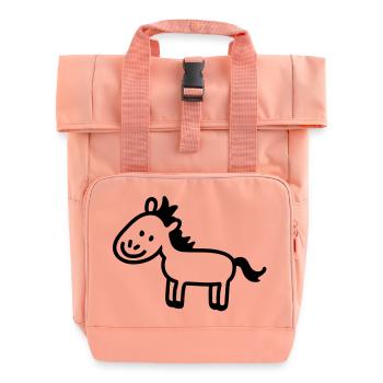 Pony horse - line - Roll Top Backpack with Two Handles - chintz rose - Front