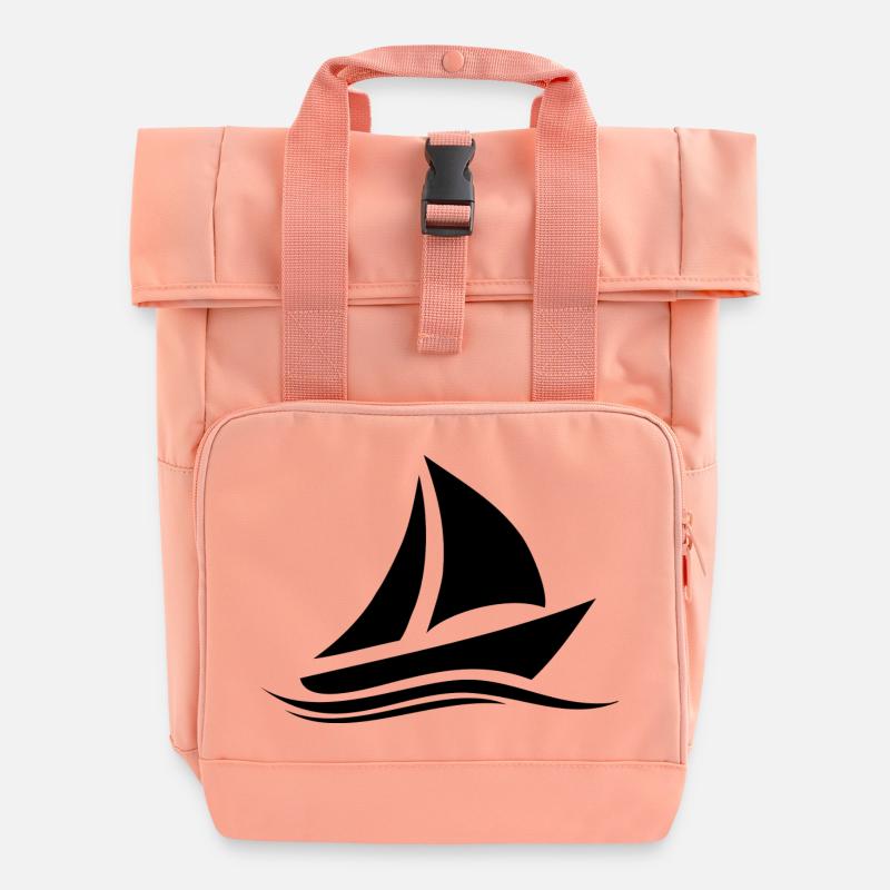 sailboat - Roll Top Backpack with Two Handles - chintz rose
