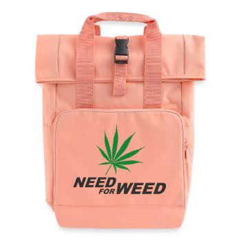 Need for Weed (Cannabis) - Roll Top Backpack with Two Handles - chintz rose - Front