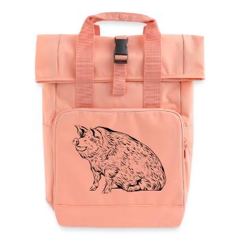 Schwein Schweine - Rolltop Rucksack mit zwei Griffen - Chintzrosa - Vorne