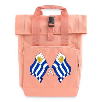 Zwei gekreuzte Flaggen Uruguays - Rolltop Rucksack mit zwei Griffen - Chintzrosa - Vorne
