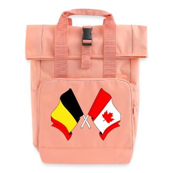 Flag of Belgium, flag Canada - Roll Top Backpack with Two Handles - chintz rose - Front
