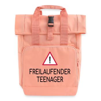 Achtung Freilaufender Teenager - Rolltop Rucksack mit zwei Griffen - Chintzrosa - Vorne