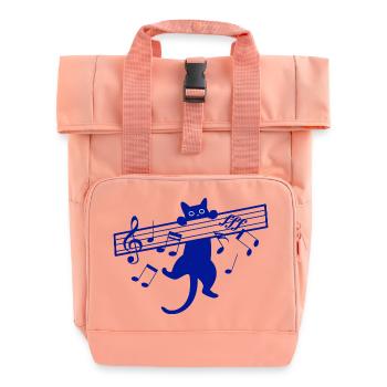 Cute Cat Music Musician Musical Instrument - Roll Top Backpack with Two Handles - chintz rose - Front
