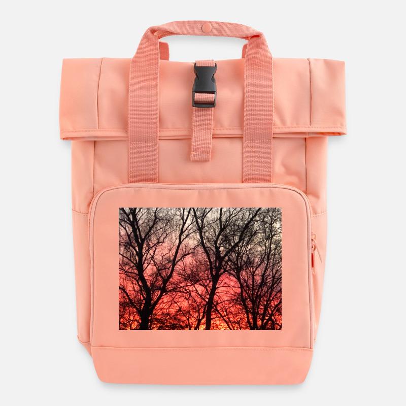 Abendrot_1 - Roll Top Backpack with Two Handles - chintz rose