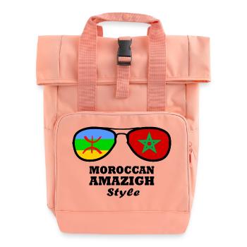 Marokko Amazigh Flagge - Brille - Rolltop Rucksack mit zwei Griffen - Chintzrosa - Vorne