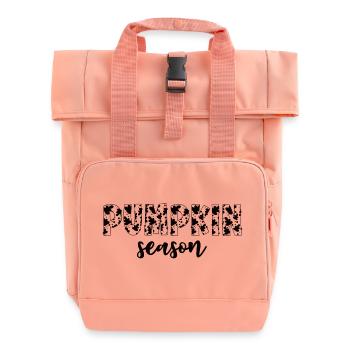 Pumpkin Season Cute Fall - Roll Top Backpack with Two Handles - chintz rose - Front
