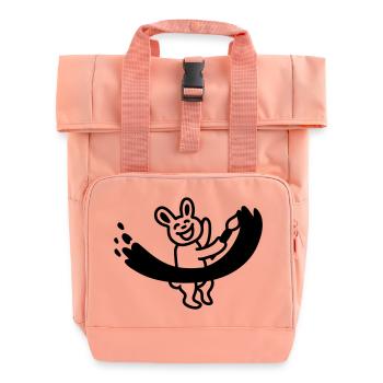 Hase malt mit Pinsel - Line - Rolltop Rucksack mit zwei Griffen - Chintzrosa - Vorne