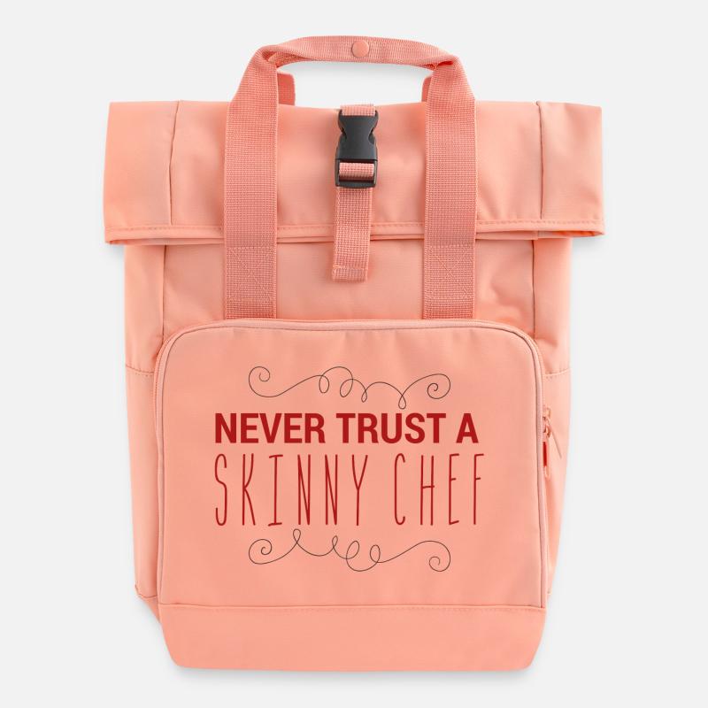 Chef / Chef Cook: Never Trust A Skinny Chef - Roll Top Backpack with Two Handles - chintz rose