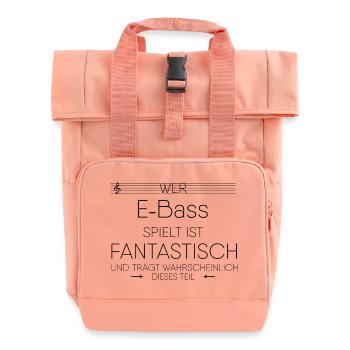 E-Bass Instrument Geschenk - Rolltop Rucksack mit zwei Griffen - Chintzrosa - Vorne