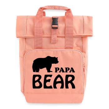 papa bear daddy dad - Roll Top Backpack with Two Handles - chintz rose - Front