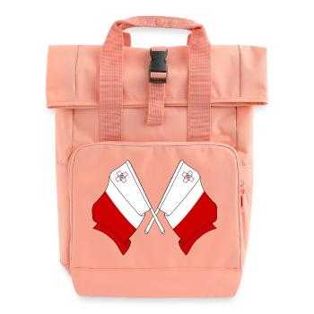 Zwei Flaggen Malta - Rolltop Rucksack mit zwei Griffen - Chintzrosa - Vorne