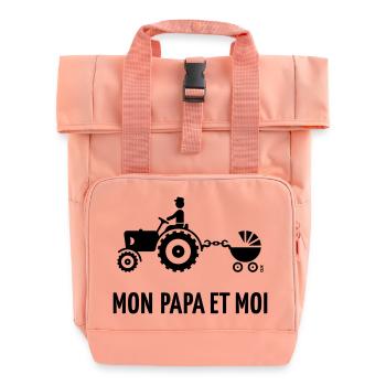 Mon Papa Et Moi (Paysan / Tracteur / Landau / B) - Sac à dos Roll Top à deux anses - rose liberty - Devant