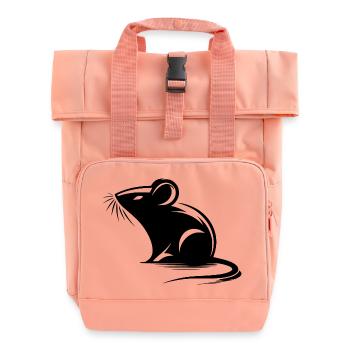 Little Cute Mouse Drawing - Roll Top Backpack with Two Handles - chintz rose - Front