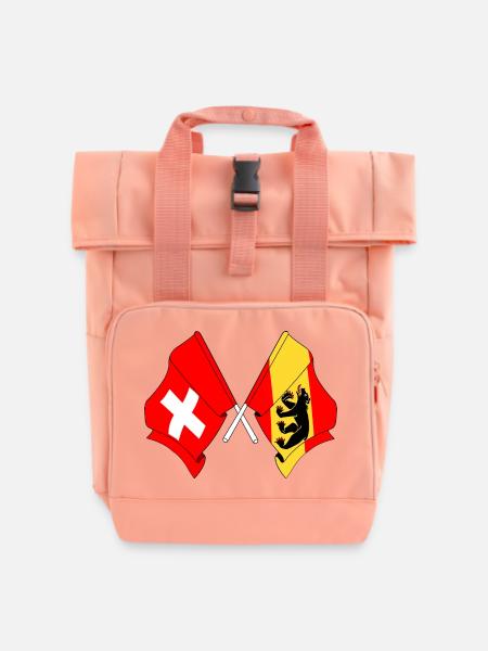 Flagge Schweiz Flagge Bern - Rolltop Rucksack mit zwei Griffen - Chintzrosa