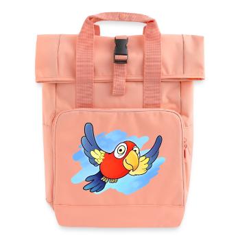 Papagei (Himmel) - Rolltop Rucksack mit zwei Griffen - Chintzrosa - Vorne