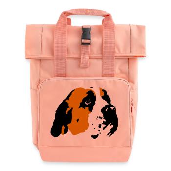 St. Bernard Dog - Roll Top Backpack with Two Handles - chintz rose - Front
