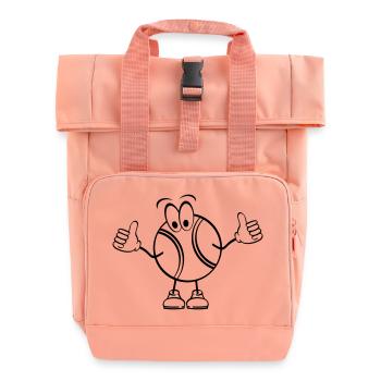 Mascotte de dessin animé balle de tennis heureuse. Le tennis, c’est la vie. - Sac à dos Roll Top à deux anses - rose liberty - Devant
