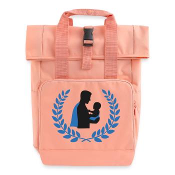 Stolzer Vater Baby Kranz Logo - Rolltop Rucksack mit zwei Griffen - Chintzrosa - Vorne