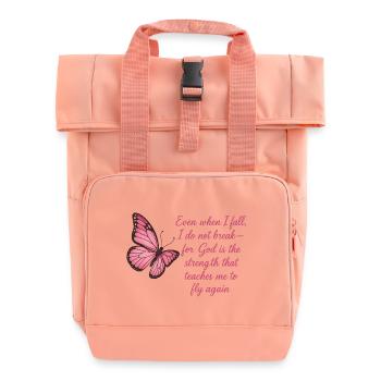 Inspiration papillon foi citation design - Sac à dos Roll Top à deux anses - rose liberty - Devant