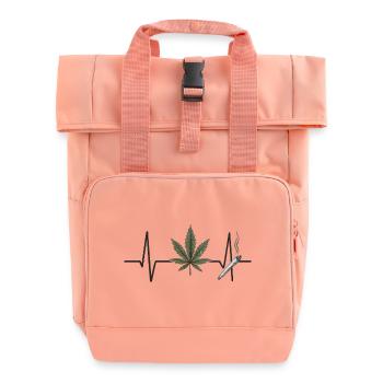 Marijuana und Herzschlag Design - Rolltop Rucksack mit zwei Griffen - Chintzrosa - Vorne