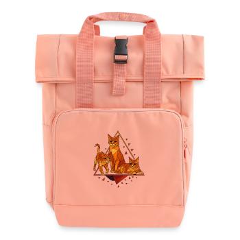 Geometric cats in diamond frame - Roll Top Backpack with Two Handles - chintz rose - Front