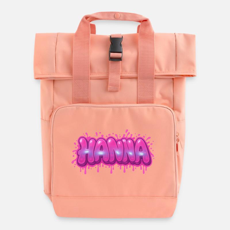 Graffiti  HANNA Prénom cadeau idéal imprimable sur - Sac à dos Roll Top à deux anses - rose liberty