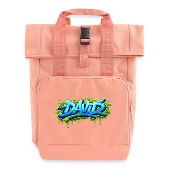 Graffiti name DAVID printable on everything - Roll Top Backpack with Two Handles - chintz rose - Front