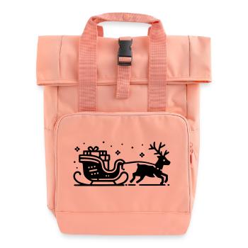 Reindeer Sleigh - Roll Top Backpack with Two Handles - chintz rose - Front