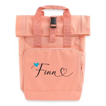 Finn Name Vorname Kalligrafieherz - Rolltop Rucksack mit zwei Griffen - Chintzrosa - Vorne