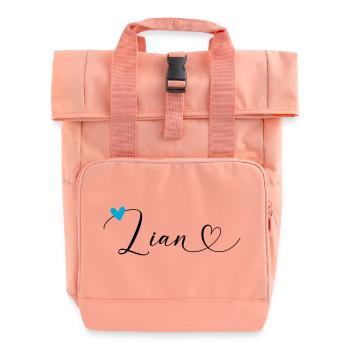 Lian Name Vorname Kalligrafieherz - Rolltop Rucksack mit zwei Griffen - Chintzrosa - Vorne