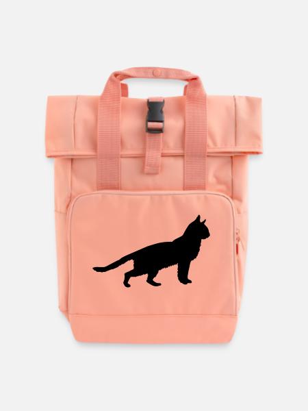 katze - Rolltop Rucksack mit zwei Griffen - Chintzrosa