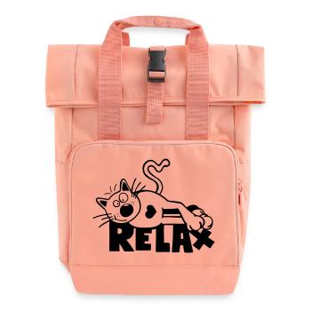 Relax Katze - Rolltop Rucksack mit zwei Griffen - Chintzrosa - Vorne