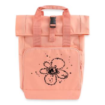Water splash, Flower of water drops. - Roll Top Backpack with Two Handles - chintz rose - Front