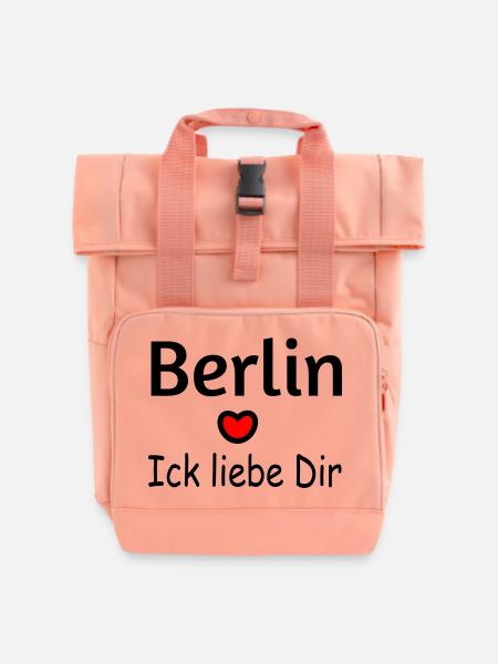Berlin Ich liebe Dir - Rolltop Rucksack mit zwei Griffen - Chintzrosa