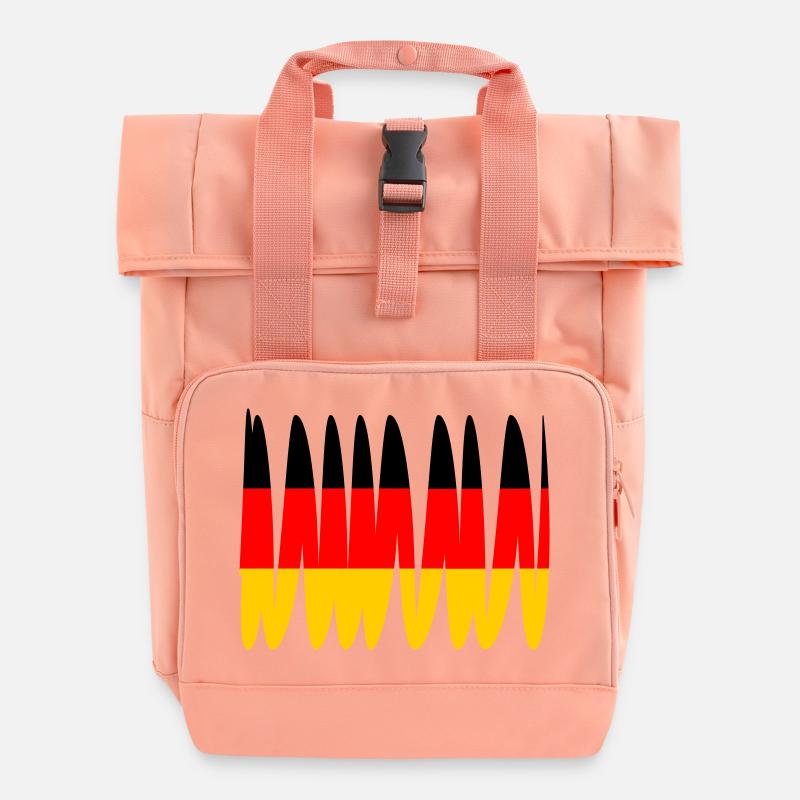 Germany Flag - Roll Top Backpack with Two Handles - chintz rose