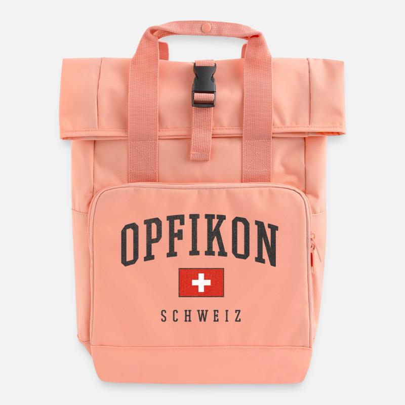 Opfikon – Swiss identity from Zurich - Roll Top Backpack with Two Handles - chintz rose