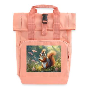 Eichhörnchen im Blumengarten - Rolltop Rucksack mit zwei Griffen - Chintzrosa - Vorne