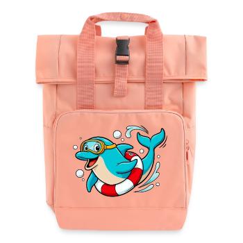 Lustiger Delfin mit Taucherbrille - Rolltop Rucksack mit zwei Griffen - Chintzrosa - Vorne