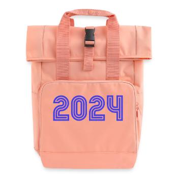 2024. YEAR. HAPPY NEW YEAR. NEW YEAR'S EVE - Roll Top Backpack with Two Handles - chintz rose - Front