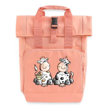 Funny Cows - Coffee - Roll Top Backpack with Two Handles - chintz rose - Front