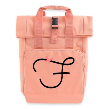 Buchstabe F Schmetterlingsbuchstabe - Rolltop Rucksack mit zwei Griffen - Chintzrosa - Vorne