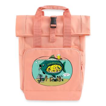 lustiger Bier Bauch Fisch Magen Comic Wassermann - Rolltop Rucksack mit zwei Griffen - Chintzrosa - Vorne