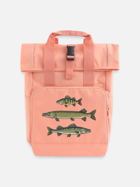 Barsch Hecht Zander Angeln Fischen - Rolltop Rucksack mit zwei Griffen - Chintzrosa
