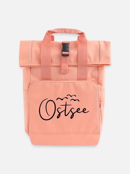 Ostsee Möwen - Rolltop Rucksack mit zwei Griffen - Chintzrosa